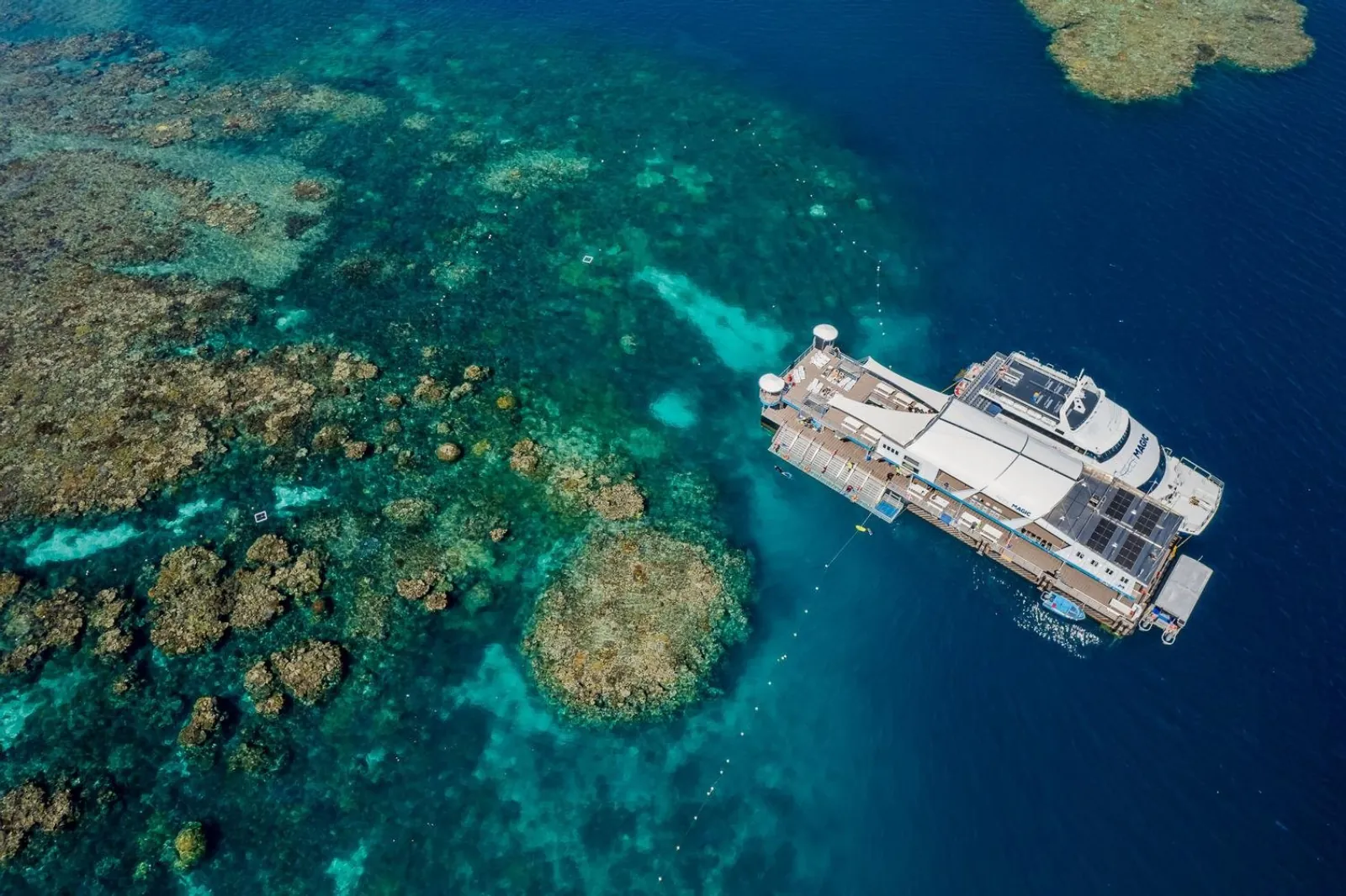 Aerial view of the pontoon and reef