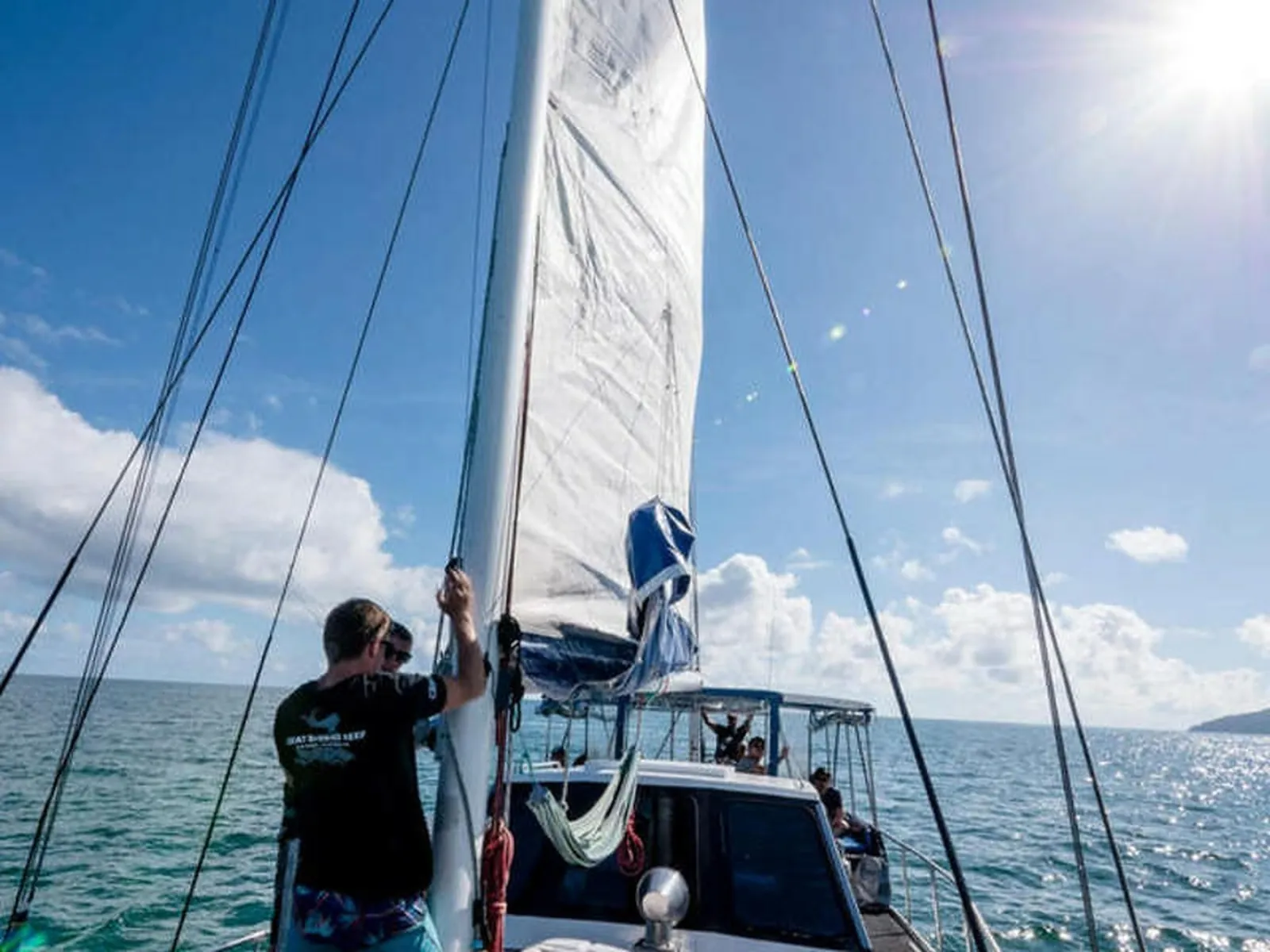 Crew working the sails