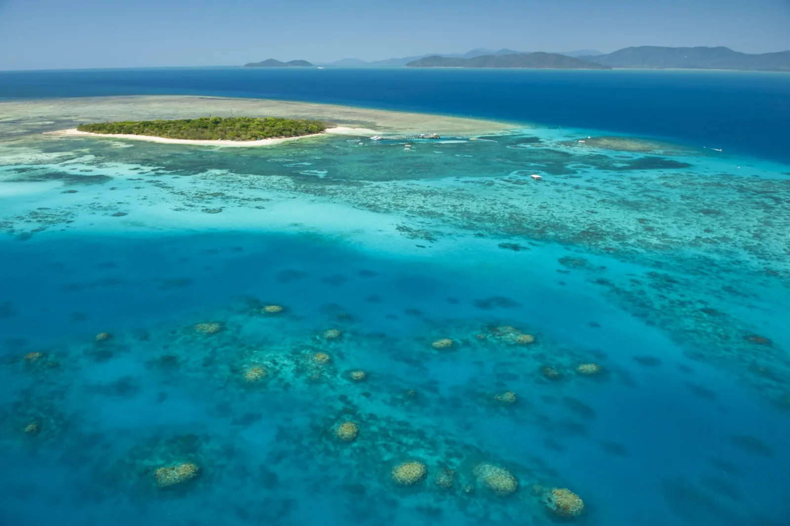 Aerial view of Green Island and its surrounding reef