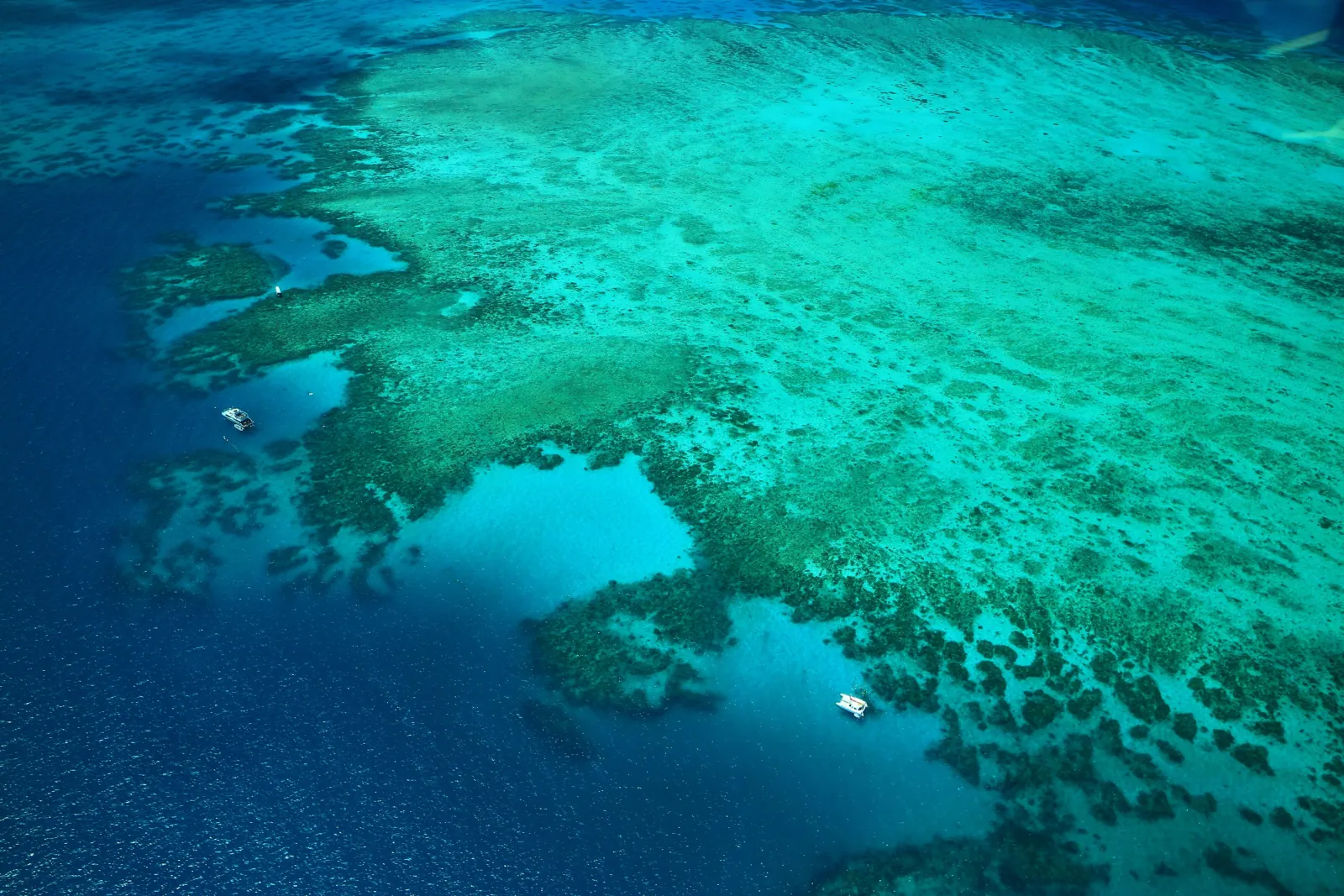 Aerial view of reef patterns and channels